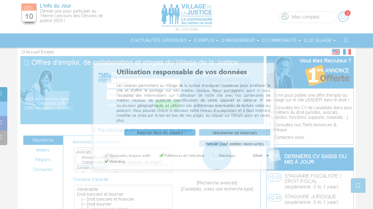 Capture d'écran de http://www.village-justice.com/annonces 